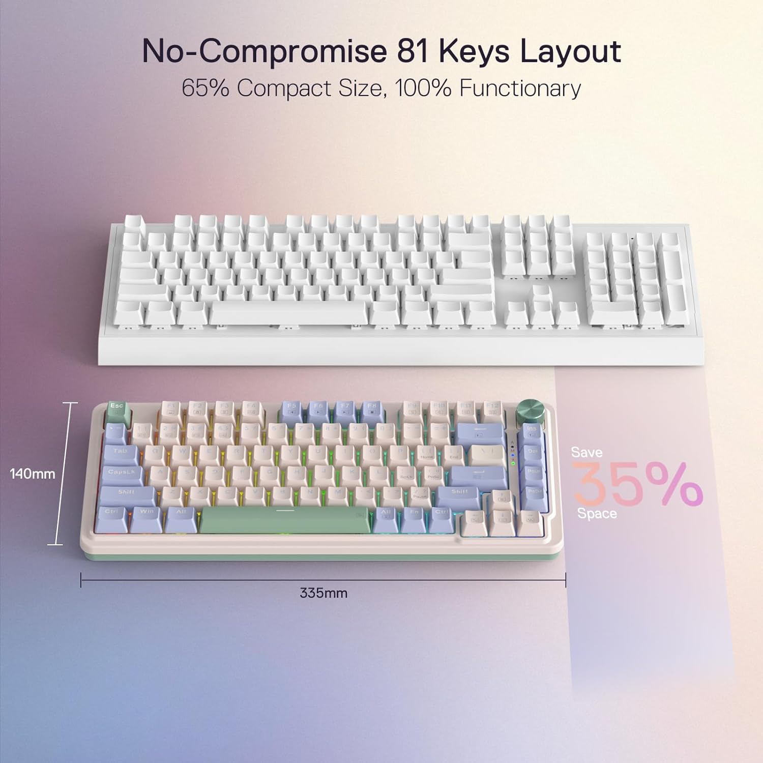 Ucal Pro K673 Pro - 65% Wired+2.4Ghz+Bluetooth Mechanical Keyboard Vintage Blue (Linear Red Switch)