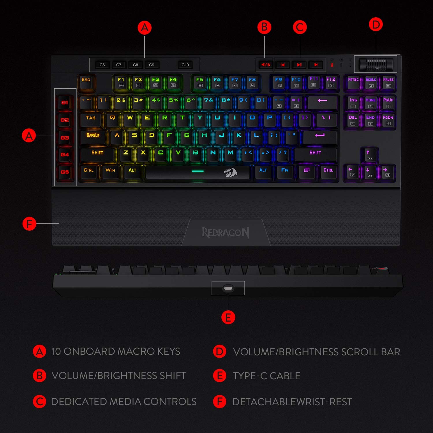 Refurbished Vishnu K596 - 2.4Ghz+Wired Mechanical Keyboard (Red Switch)