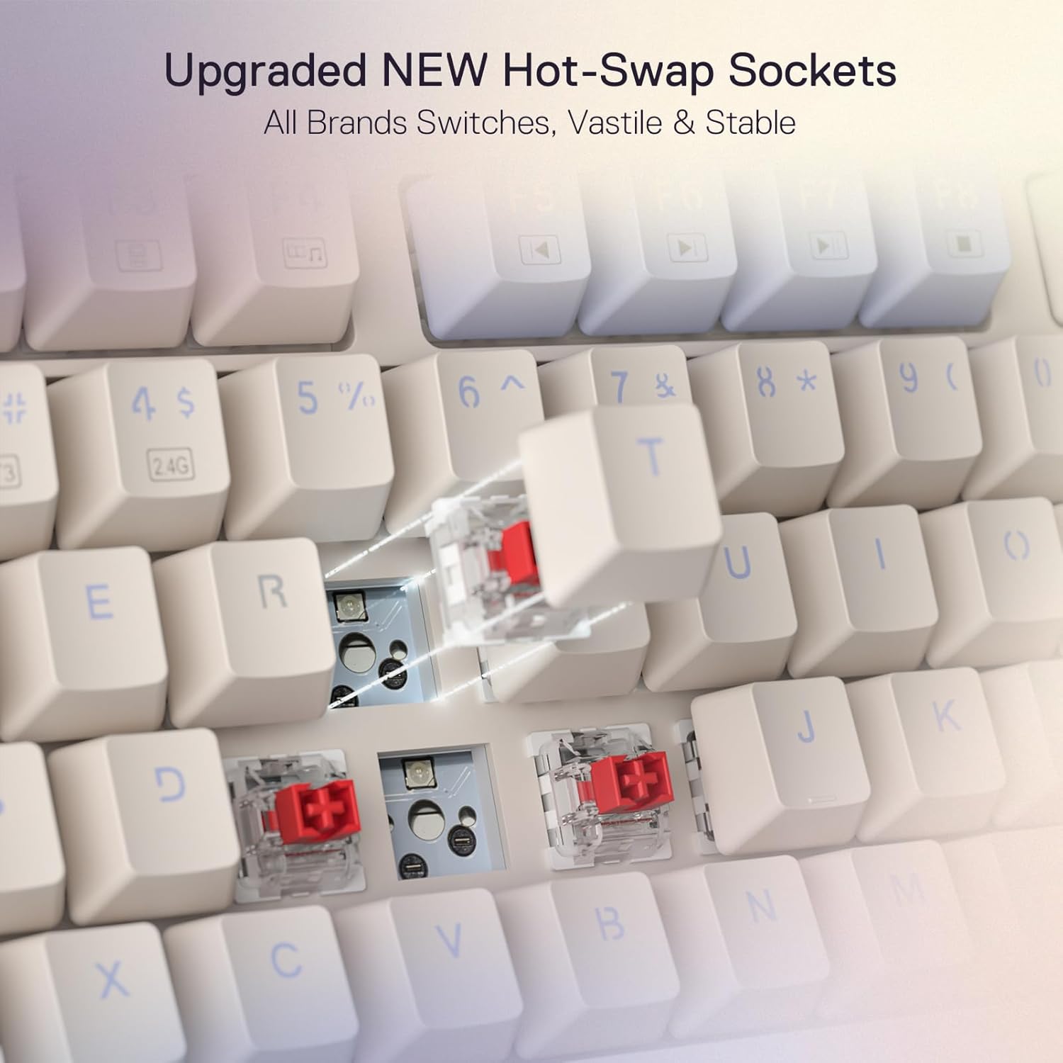 Ucal Pro K673 Pro - 65% Wired+2.4Ghz+Bluetooth Mechanical Keyboard Vintage Blue (Linear Red Switch)