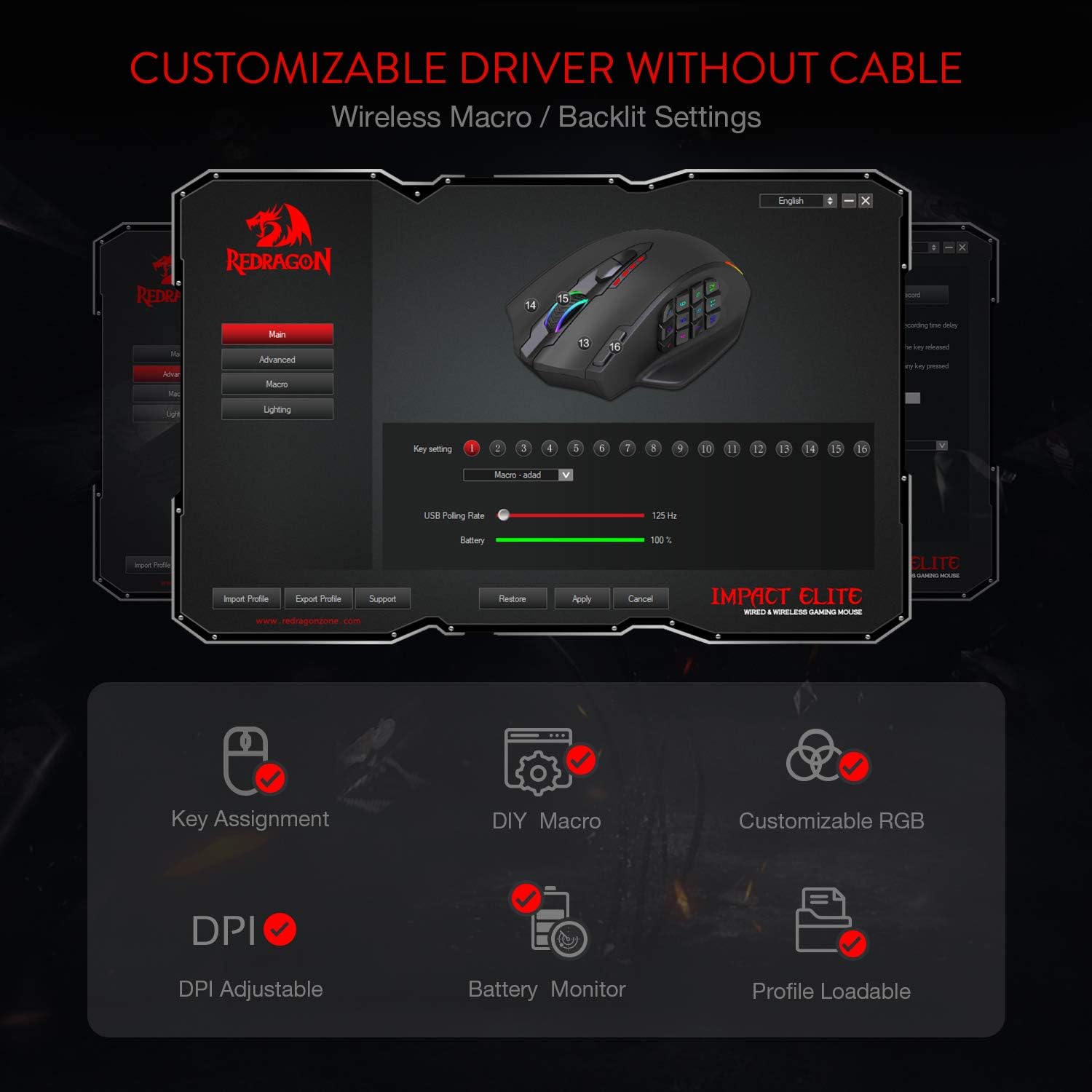 Refurbished Impact Elite M913 - Wired and Wireless Mouse