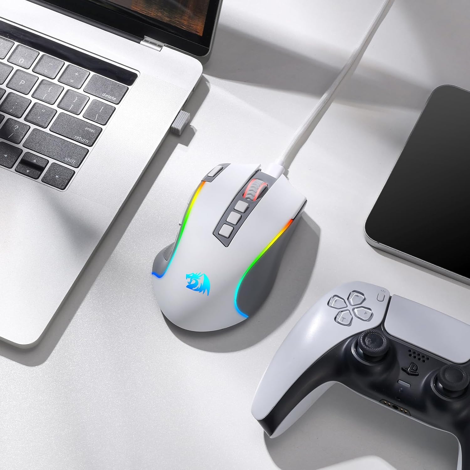 Predator Pro M612 PRO - RGB Wired, Wireless and Bluetooth Mouse (White and Grey)