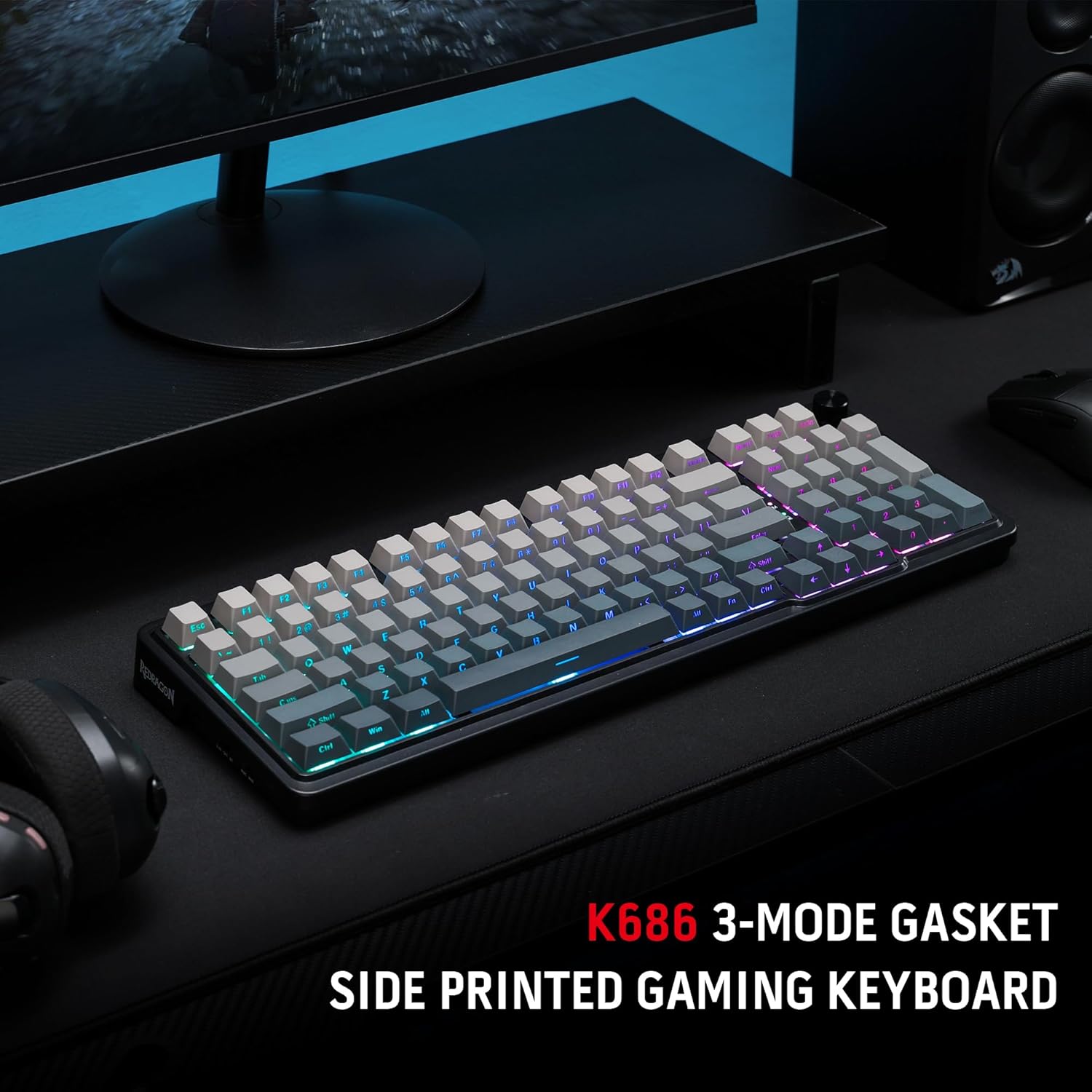 Eisa Pro K686 Pro - Wired+2.4Ghz+Bluetooth RGB Mechanical Keyboard| Concrete Jungle (Custom Switch)