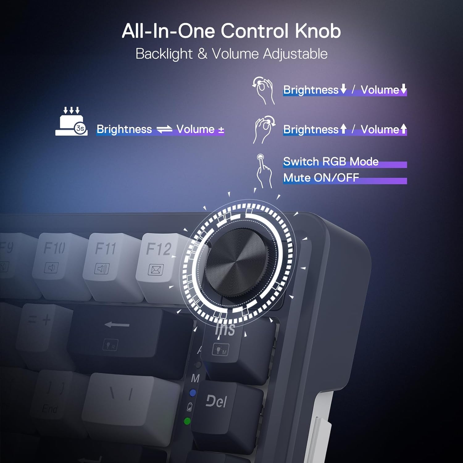 Ucal Pro K673 Pro - 75% Wired+2.4Ghz+BT Mechanical Keyboard White and Black ( Linear Red Switch)