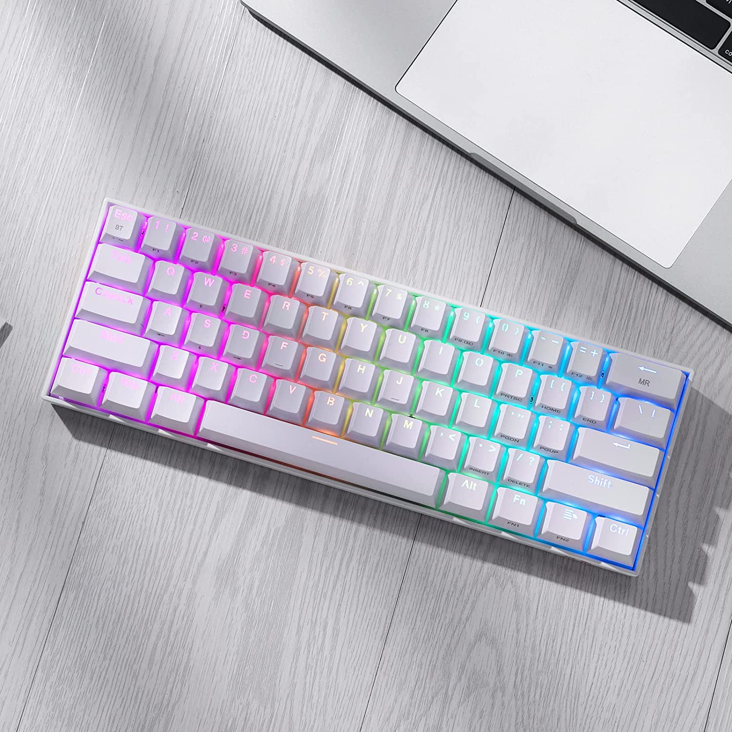 Draconic Pro K530 Pro - 60% Bluetooth+2.4Ghz+Wired Mechanical Keyboard White (Red Switch)