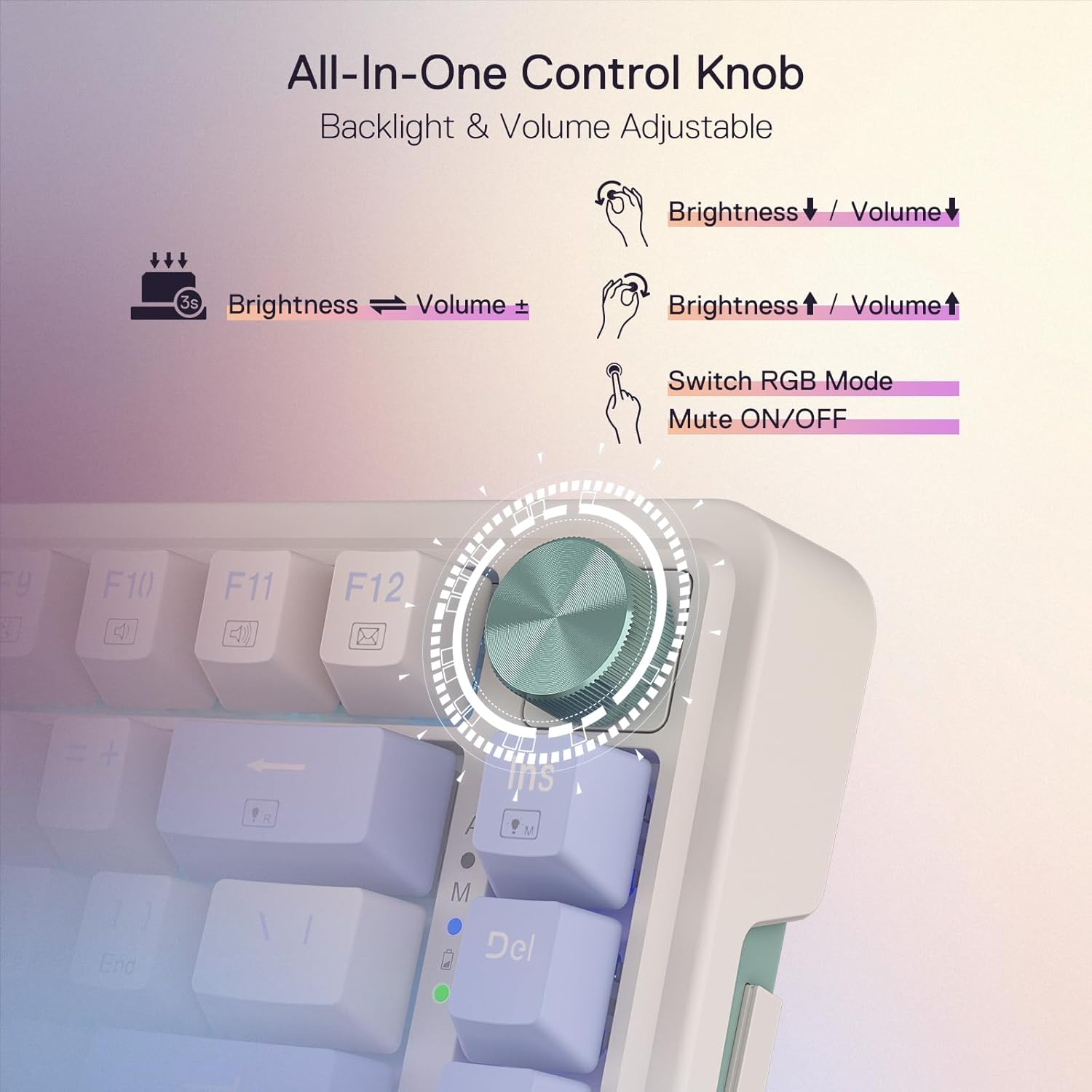 Ucal Pro K673 Pro - 65% Wired+2.4Ghz+Bluetooth Mechanical Keyboard Vintage Blue (Linear Red Switch)