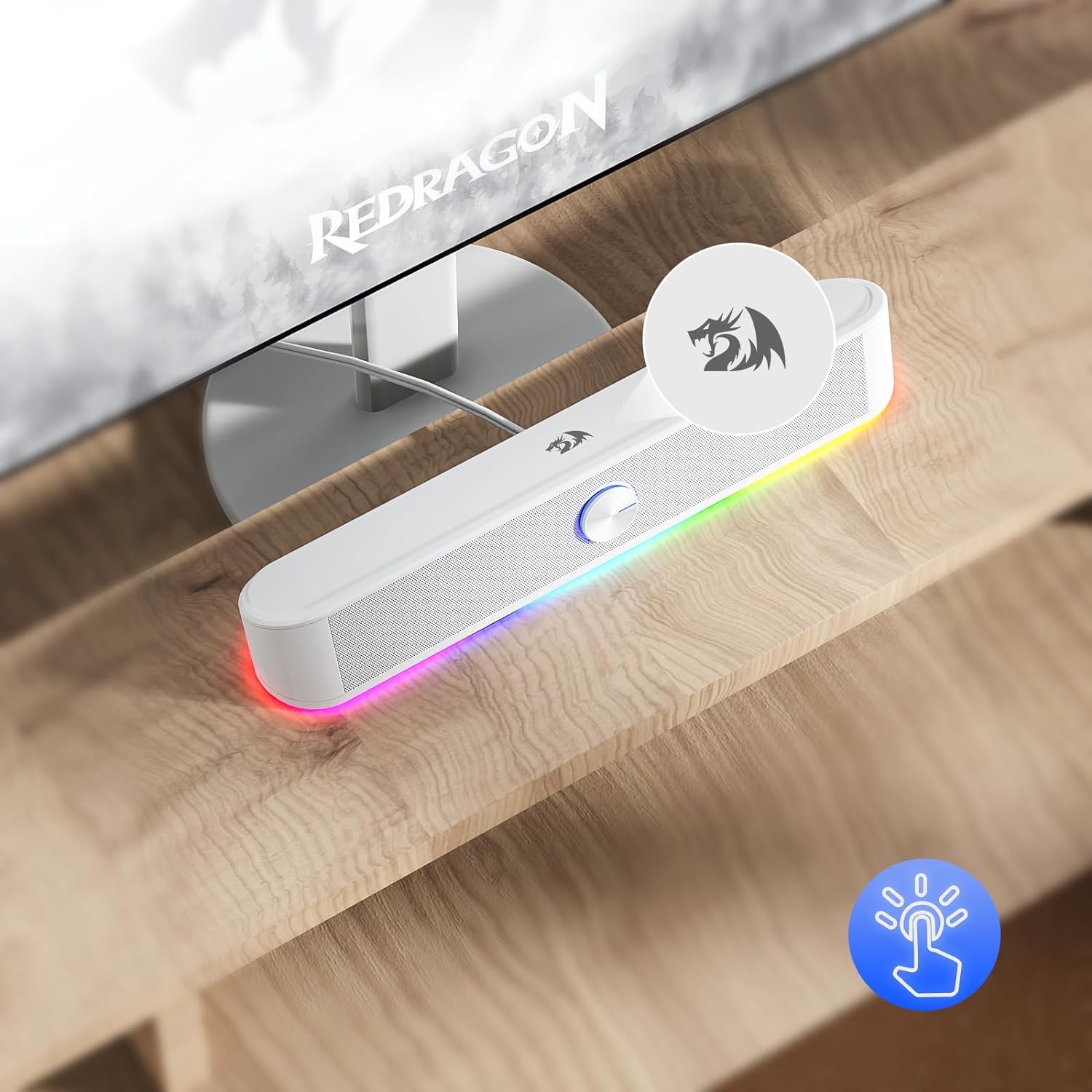 Refurbished Adiemus GS560 - RGB 2.0 Channel USB Wired Soundbar (White)