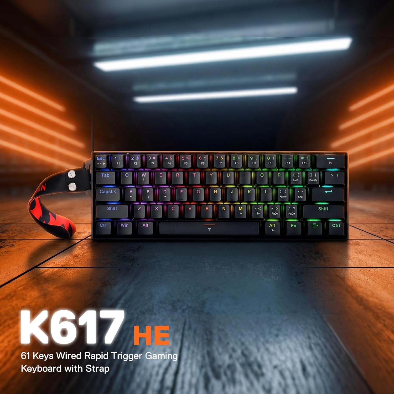 Fizz K617 - 60% Wired Mechanical Keyboard with Strap Black (Magnetic Switch)