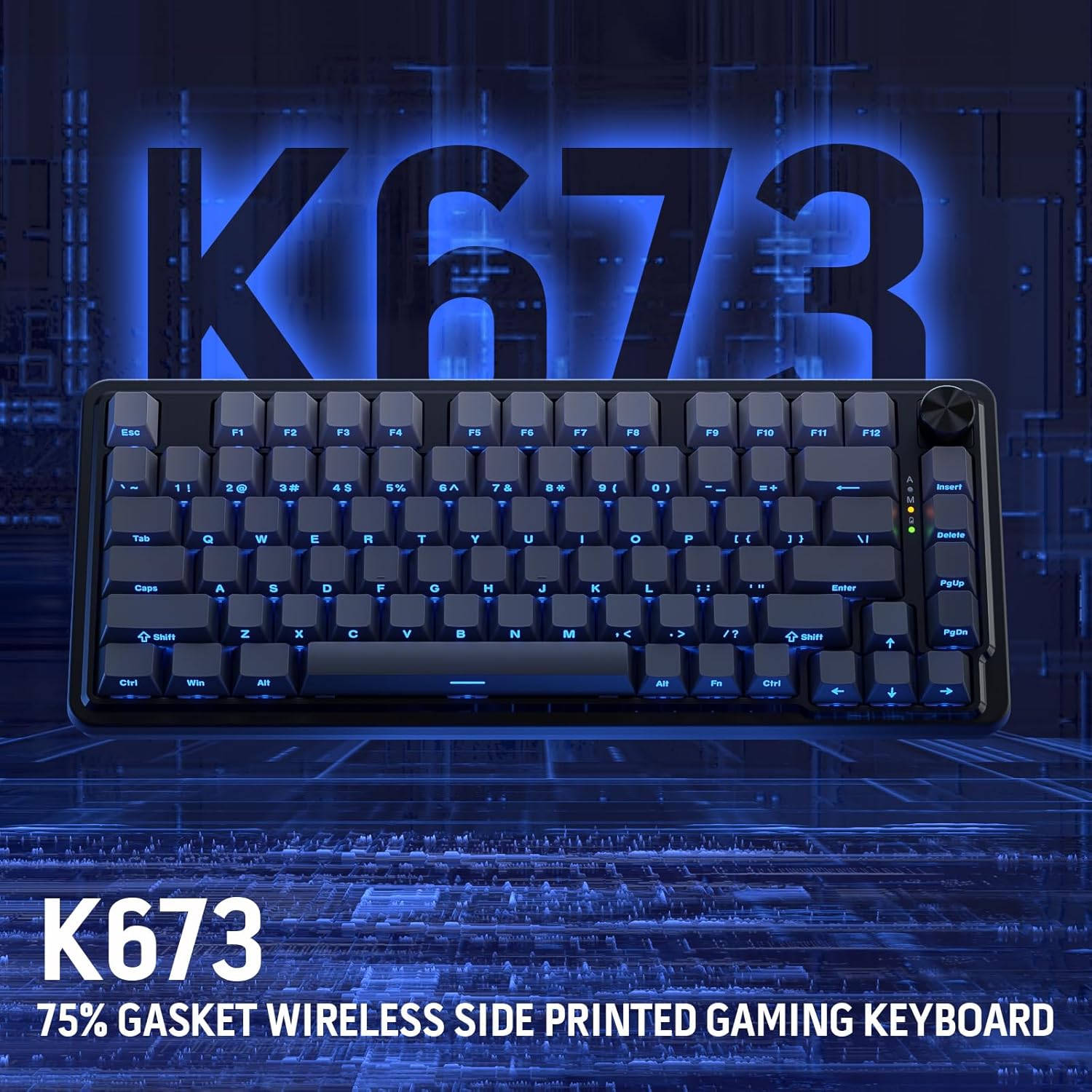 Ucal Pro K673 Pro - 75% Wired + 2.4Ghz + BT Mechanical Keyboard (Concrete Jungle)