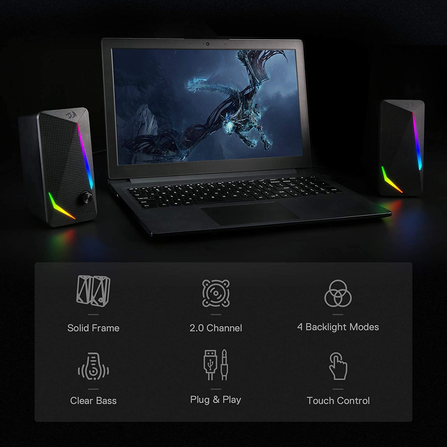 Refurbished WALTZ GS510- RGB 2.0 Channel Gaming Wired Desktop Speakers