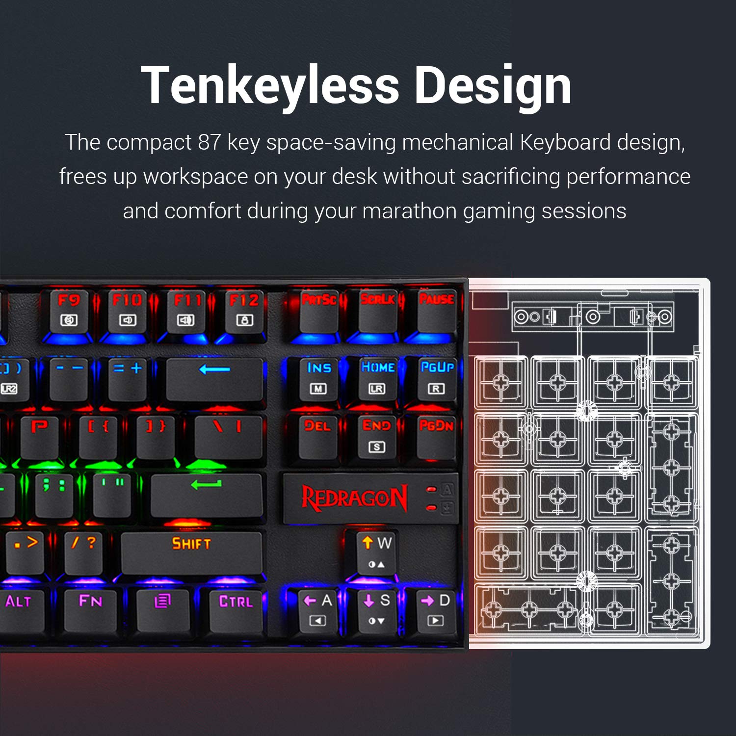 KUMARA K552 - TKL WIRED MECHNICAL KEYBAORD RAINBOW (Red Switch)