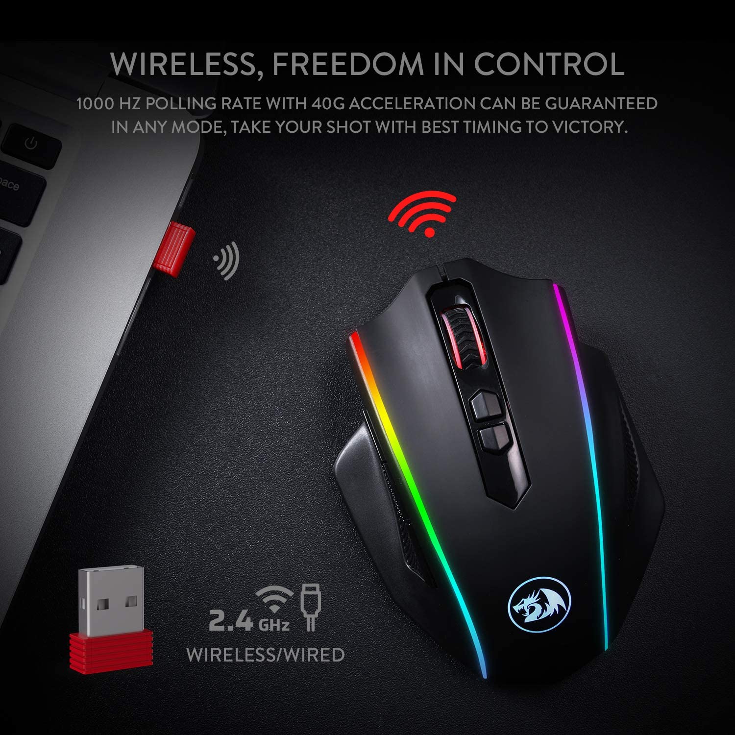 Refurbished Vampire Elite M686 RGB Wired and Wireless Mouse