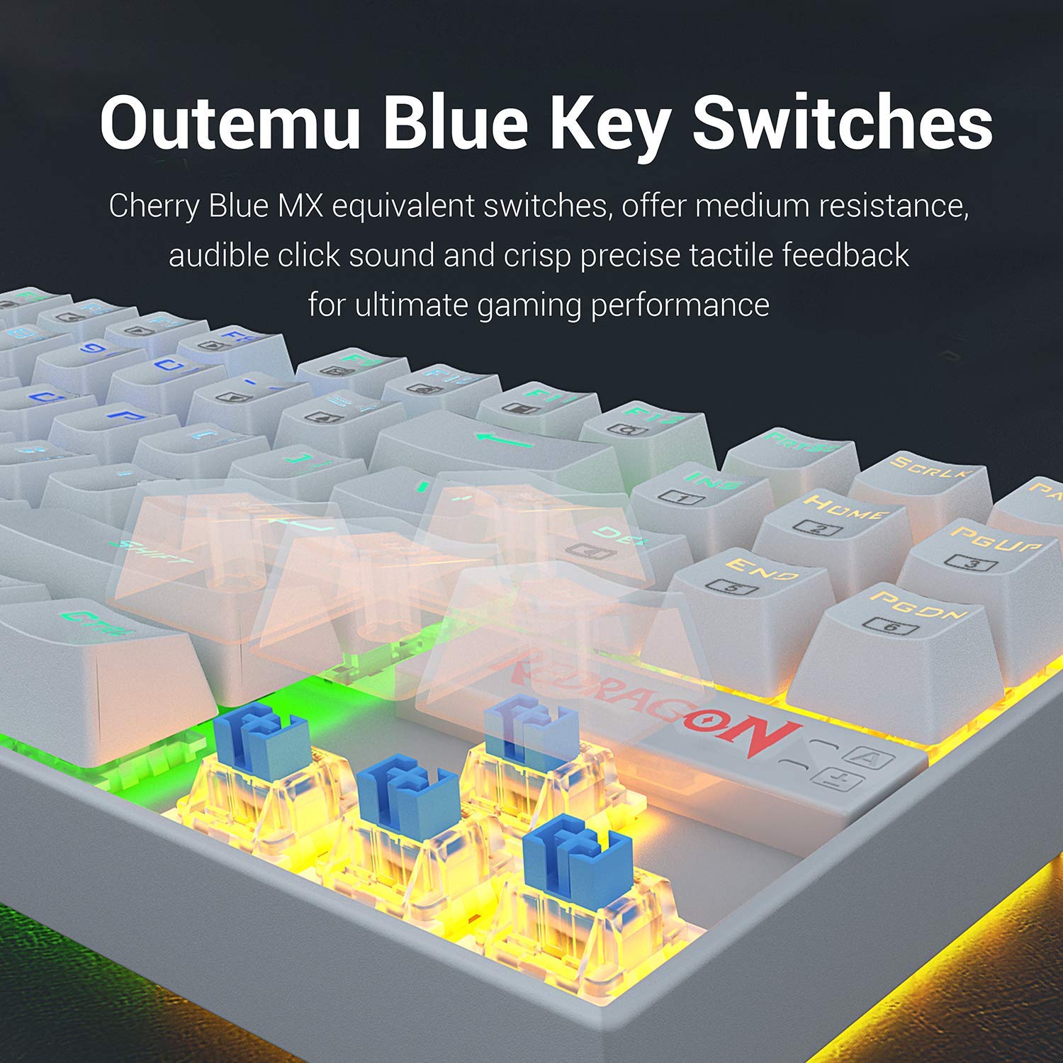 Refurbished- KUMARA K552 - TKL WIRED MECHNICAL KEYBAORD RGB WHITE (Blue Switch)