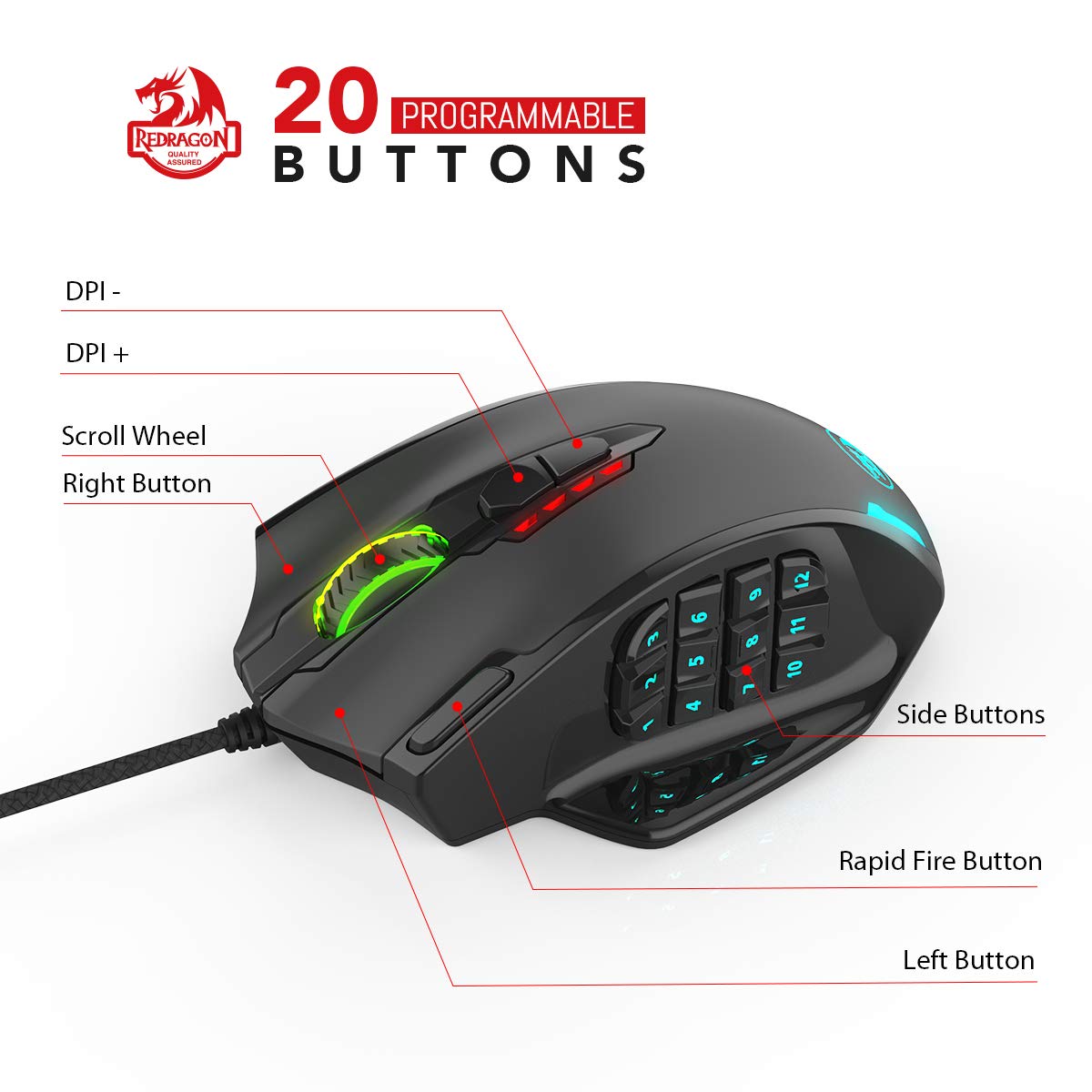 Impact M908 - RGB Wired Mouse with Weights