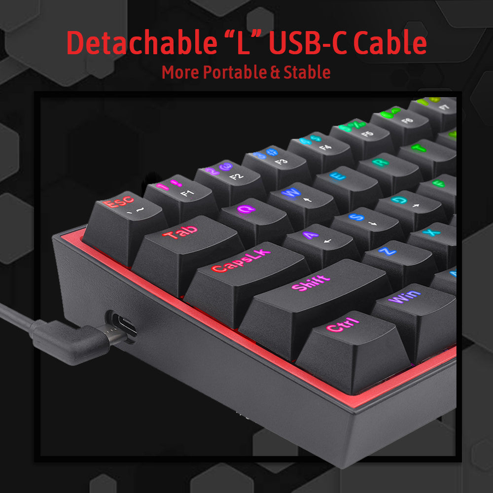 (OPEN BOX) Fizz K617 - 60% Wired Mechanical Keyboard Black (Red Switches)