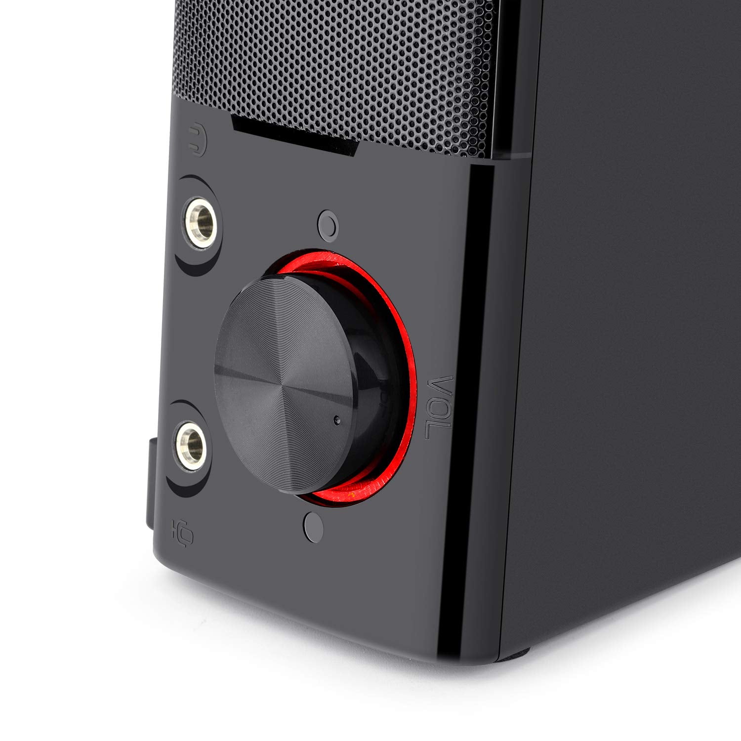 Refurbished ORPHEUS GS550 - 2.0 Channel Stereo Wired Desktop Computer Sound Bar with Compact Maneuverable Size and Red Backlight