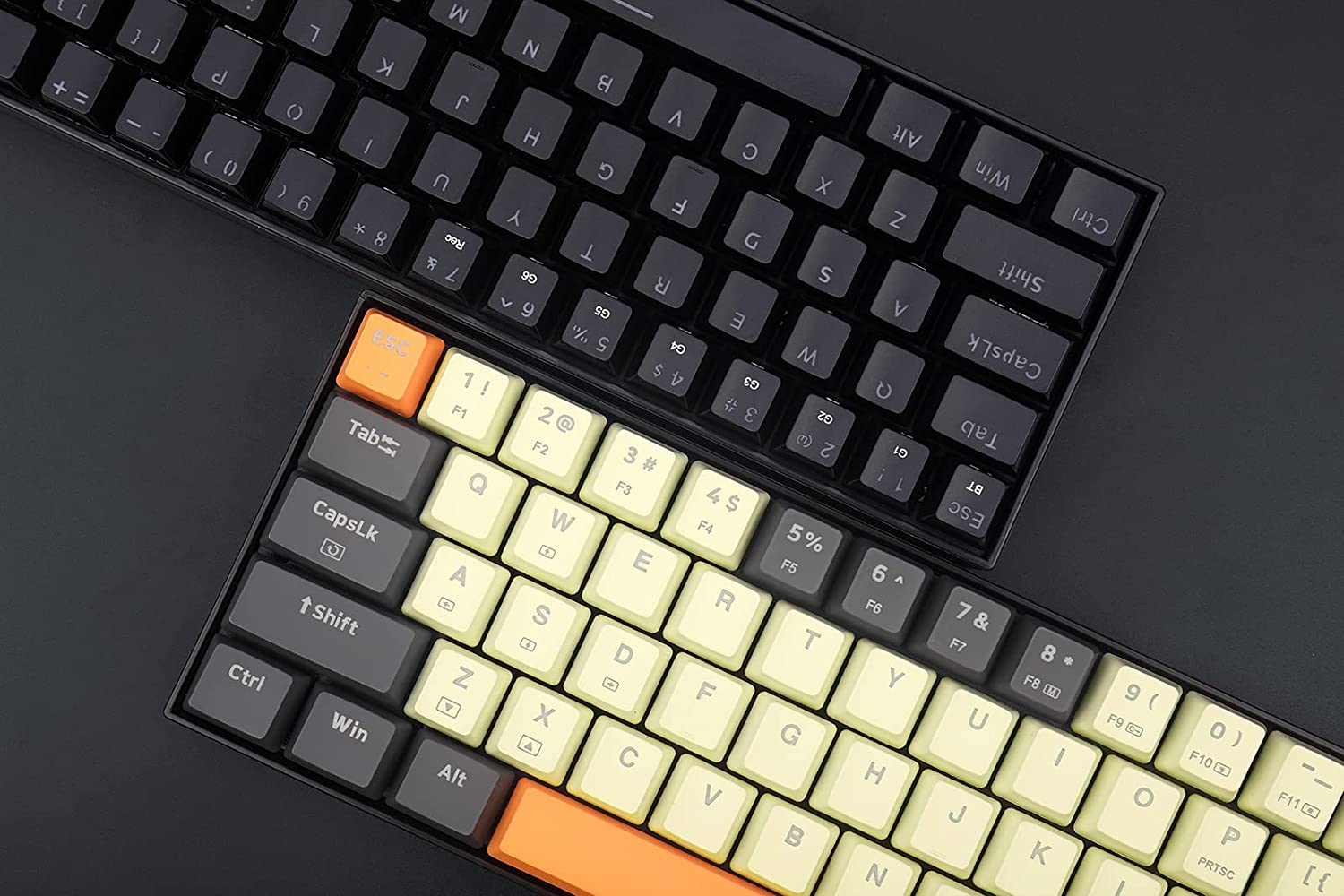 (OPEN BOX) Caraxes Pro K644 SE - 65% Bluetooth + 2.4GHZ Wireless + Wired RGB Mechanical Keyboard Cream/Grey/Orange (Red Switch)