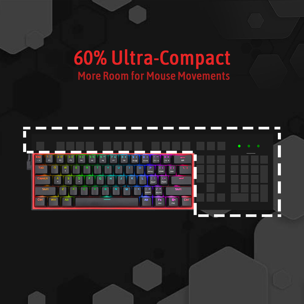 (OPEN BOX) Fizz K617 - 60% Wired Mechanical Keyboard Black (Red Switches)