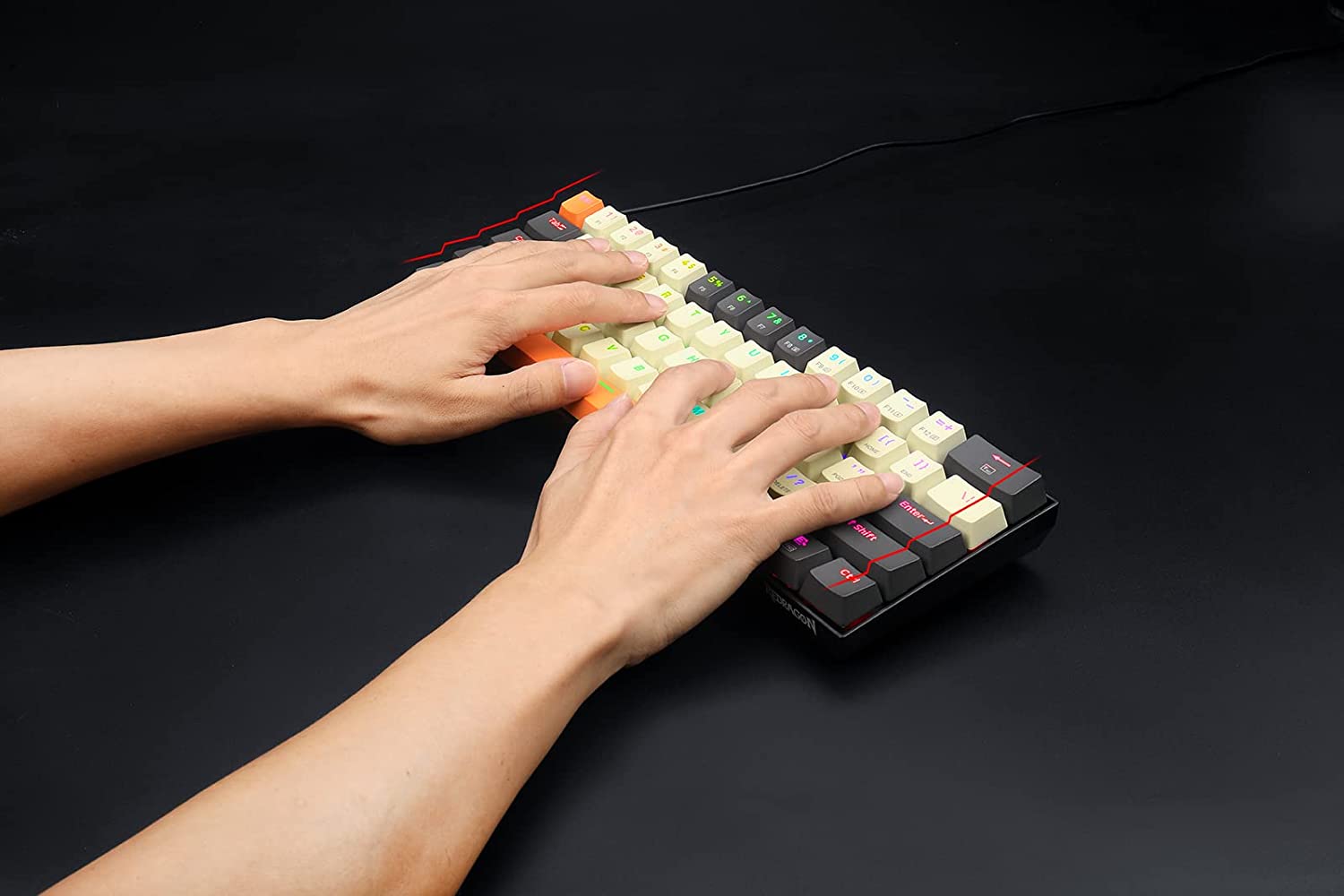 (OPEN BOX) Caraxes Pro K644 SE - 65% Bluetooth + 2.4GHZ Wireless + Wired RGB Mechanical Keyboard Cream/Grey/Orange (Red Switch)