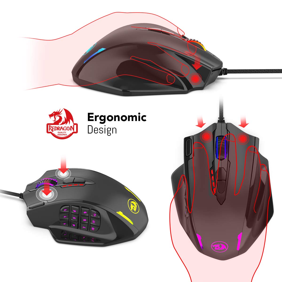 Impact M908 - RGB Wired Mouse with Weights