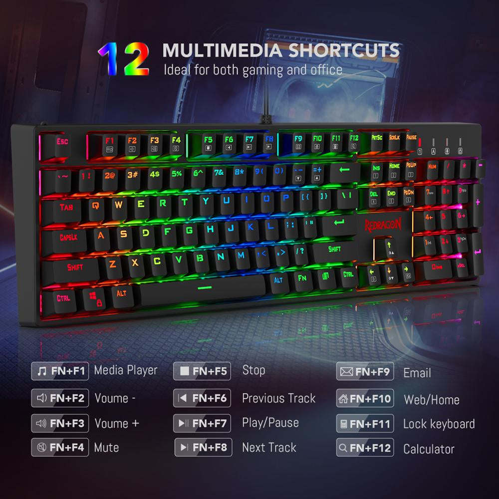 Surara K582 RGB- 12 Multimedia Shortcuts
