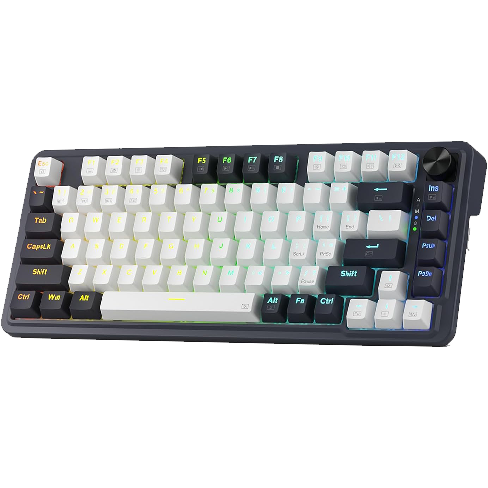 Ucal Pro K673 Pro - 75% Wired+2.4Ghz+BT Mechanical Keyboard White and Black ( Linear Red Switch)