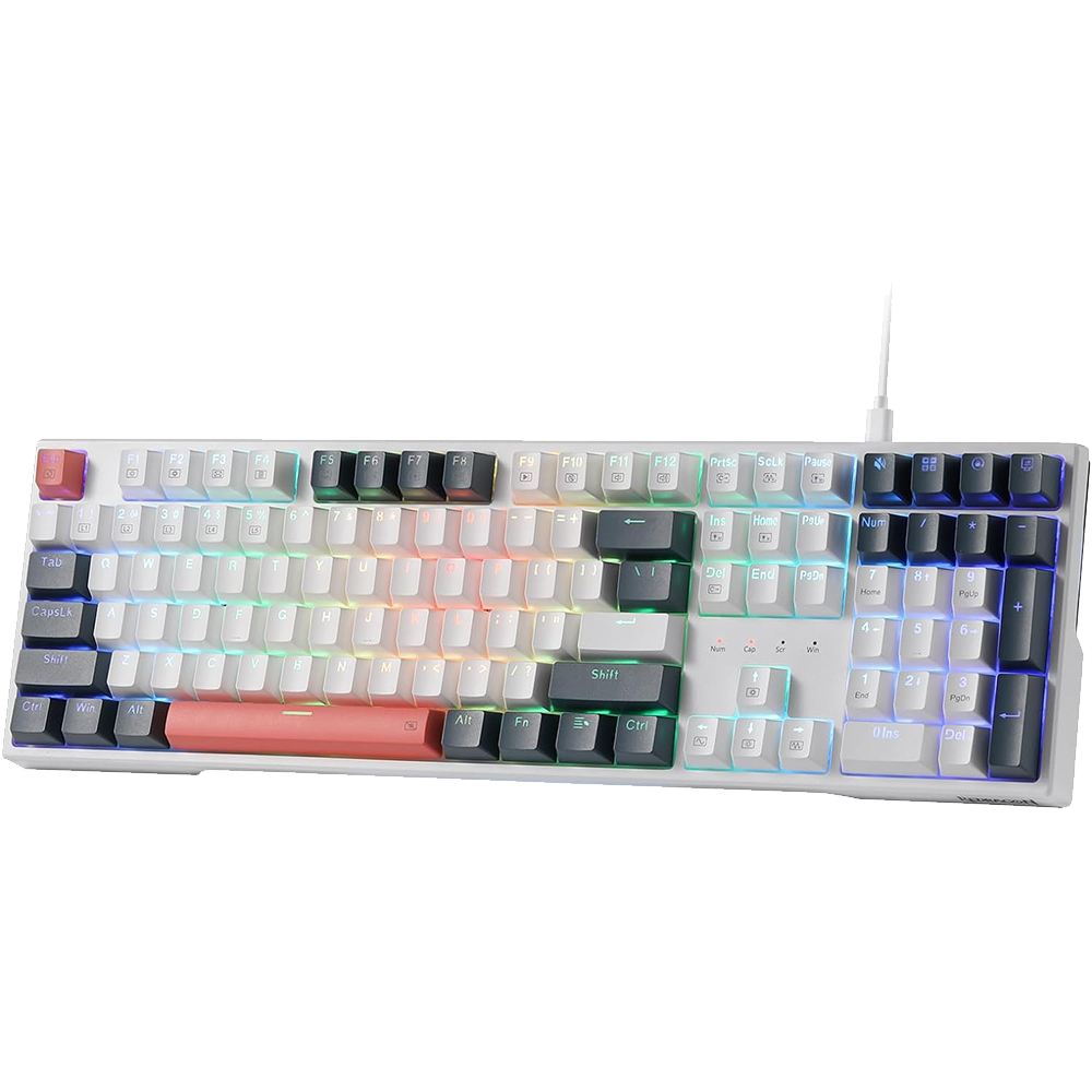 Trundle K668 - 104 Keys Wired Mechanical Keyboard White|Black|Orange (Red Switch)