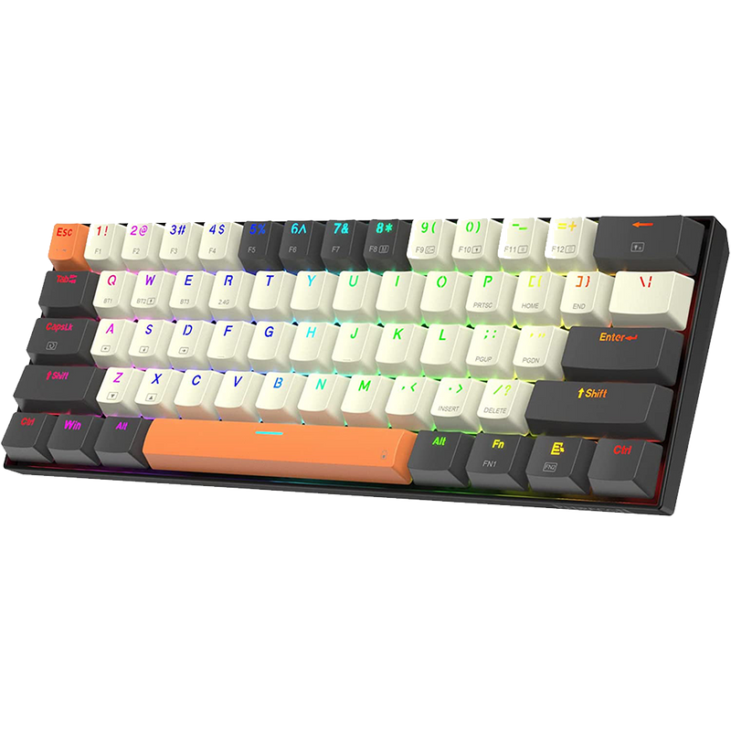 (Refurbished) Caraxes Pro K644 SE - 65% Bluetooth + 2.4GHZ Wireless + Wired RGB Mechanical Keyboard Cream/Grey/Orange (Red Switch)