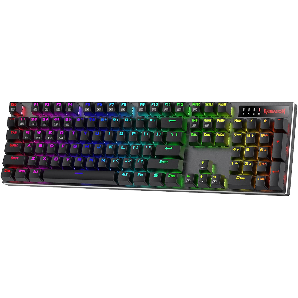 Dharma Pro K556 Pro - 104 Keys Bluetooth+2.4Ghz+Wired Mechanical Keyboard (Quiet Linear Red Switch)