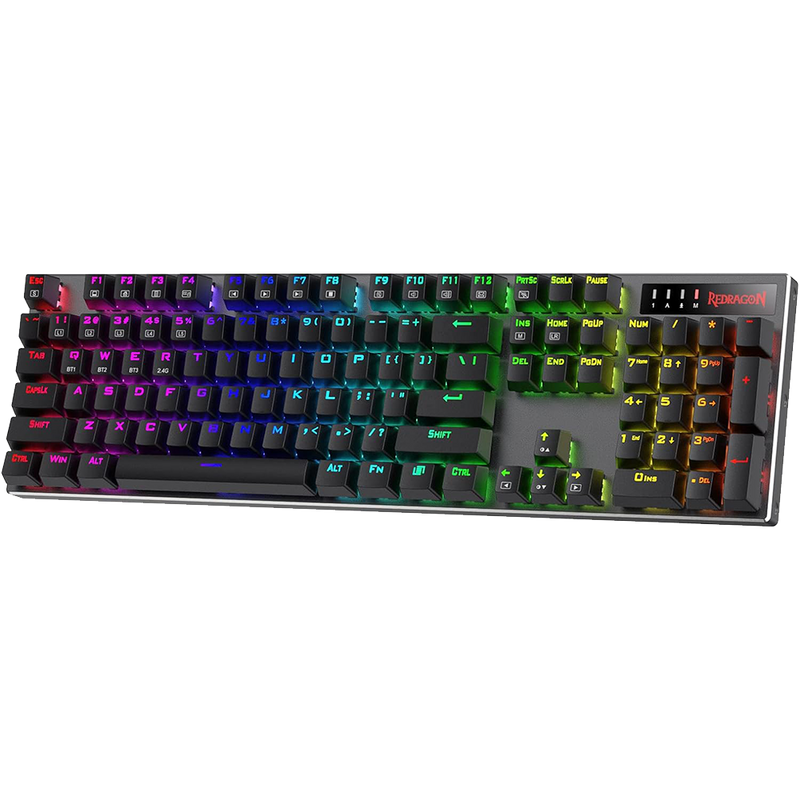 (Refurbished) Dharma Pro K556 Pro - 104 Keys Bluetooth+2.4Ghz+Wired Mechanical Keyboard (Quiet Linear Red Switch)