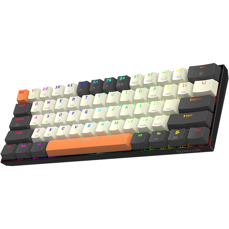 (Refurbished) Caraxes Pro K644 SE - 65% Bluetooth + 2.4GHZ Wireless + Wired RGB Mechanical Keyboard Cream/Grey/Orange (Red Switch)