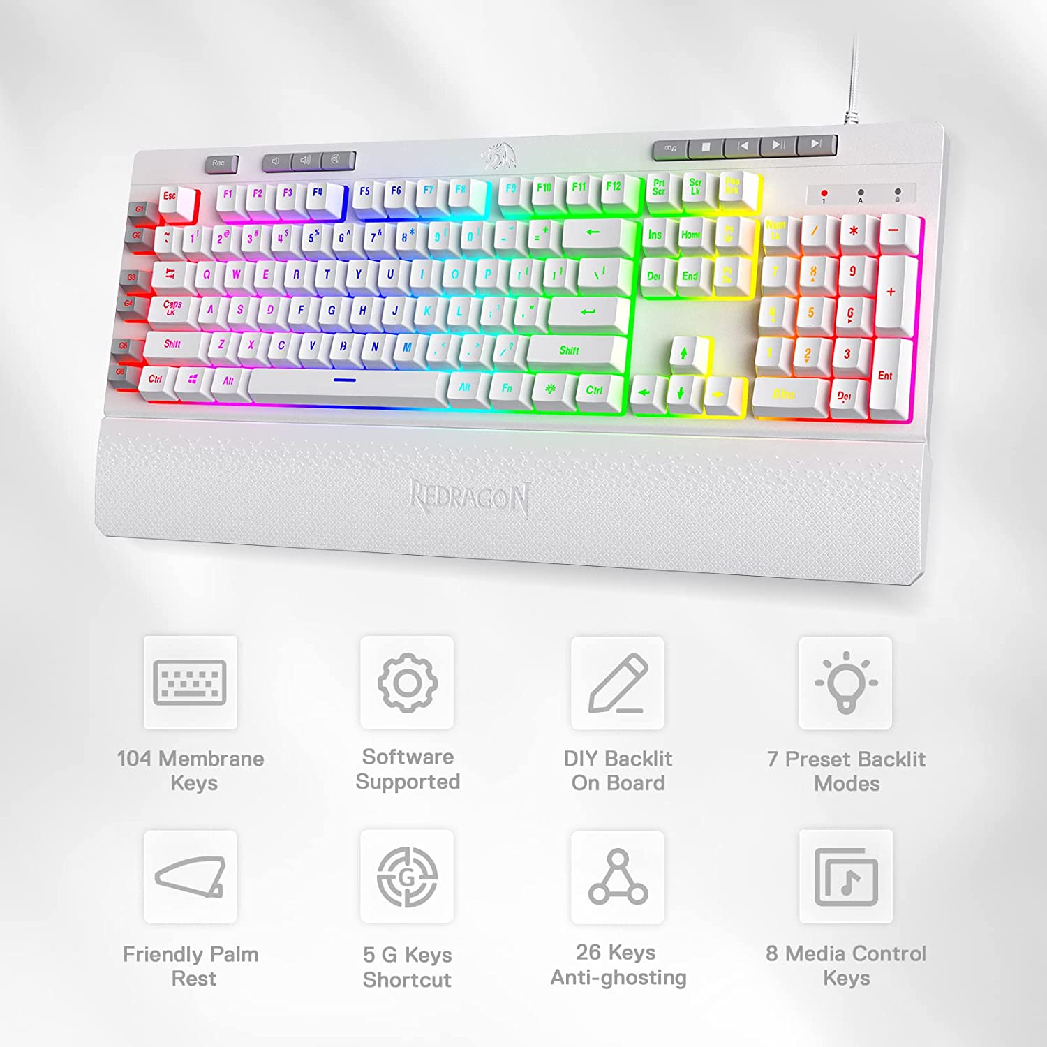 Shiva K512 White Wired Keyboard + Taipan Pro M810 Pro Wireless Mouse Gaming Combo