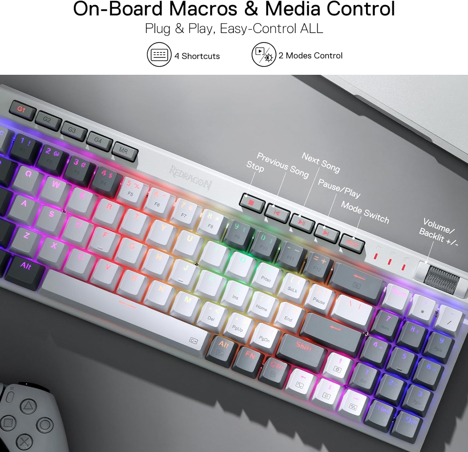 Refurbished Magicwand SE K655 75% Wired Mechanical Keyboard White and Grey (Quiet Linear Red Switch)