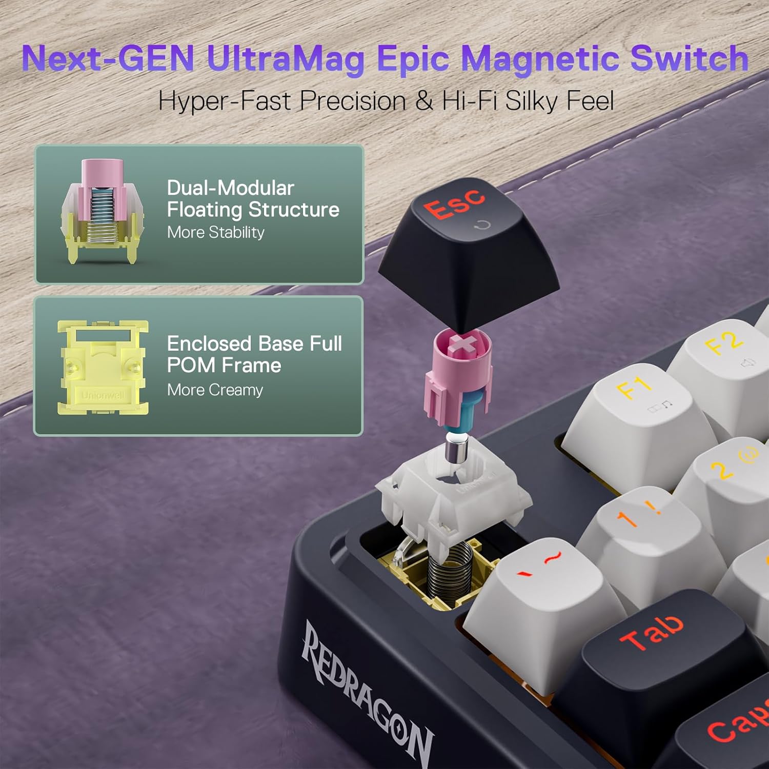 Ucal K673 - 81 Keys 8K Wired RGB Mechanical Keyboard Blue and White (Magnetic Switch)