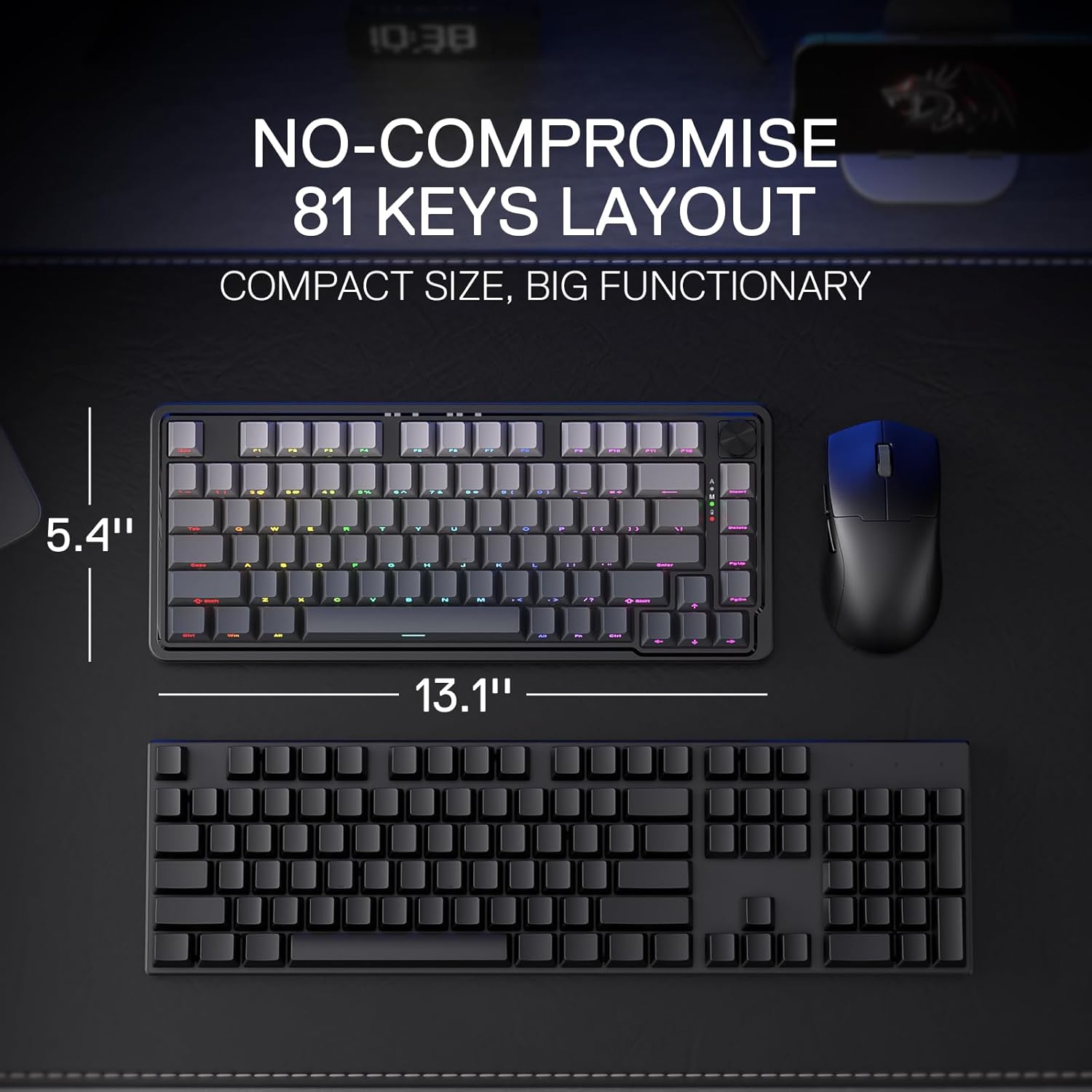 Ucal Pro K673 Pro - 75% Wired + 2.4Ghz + BT Mechanical Keyboard (Concrete Jungle)