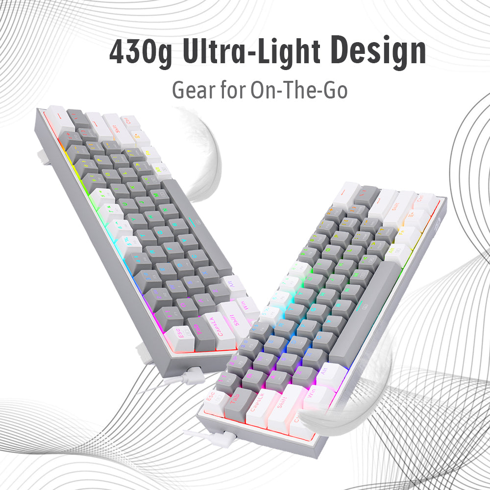 Refurbished Fizz K617 -  60% Wired Mechanical Keyboard Grey and White (Red Switches)