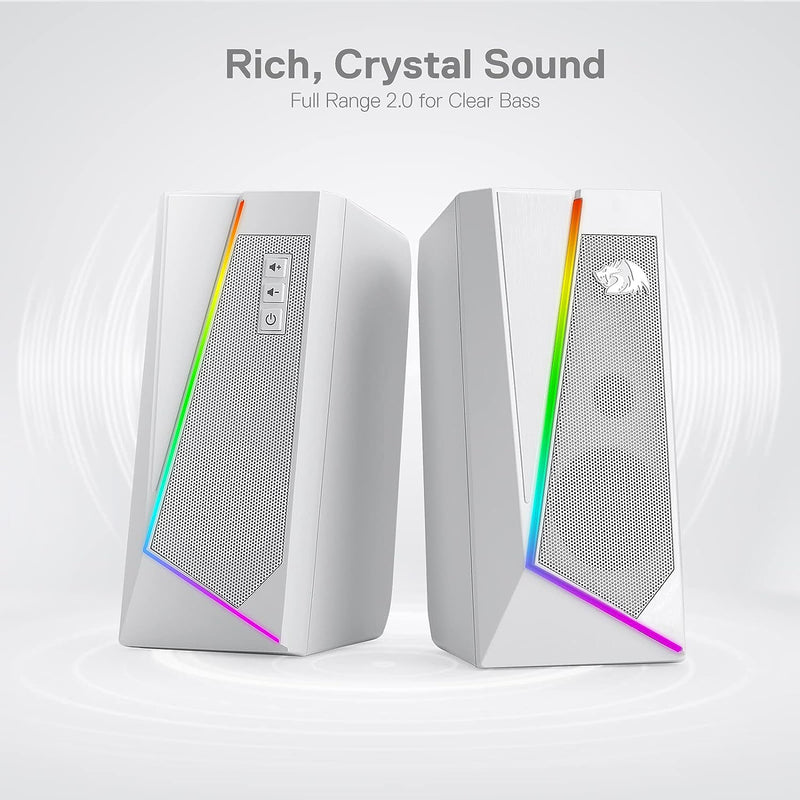 ANVIL GS520 - RGB 2.0 Channel Gaming Wired Desktop Speakers (White)