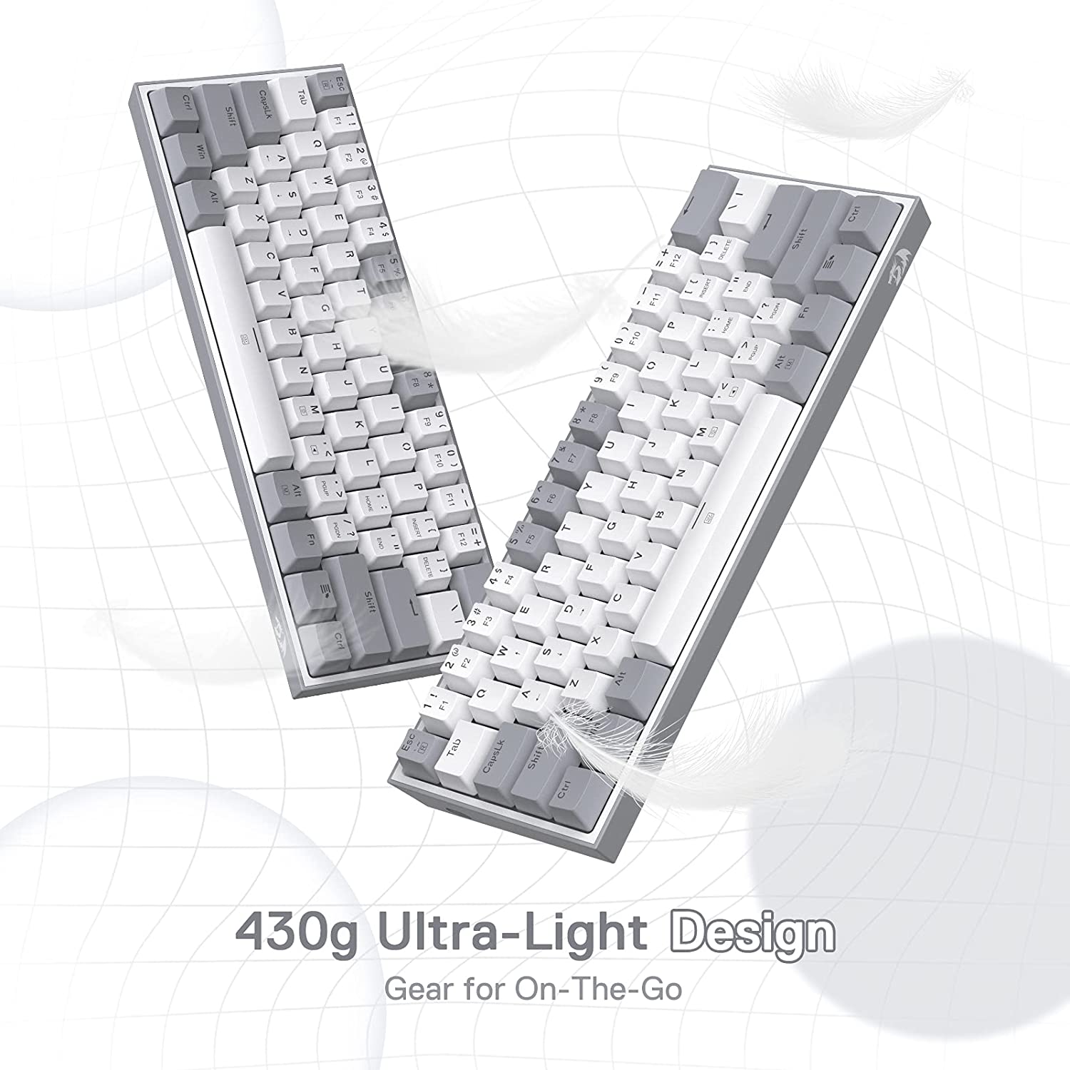 Refurbished Fizz K617 -  60% Wired Mechanical Keyboard White and Grey (Red Switches)