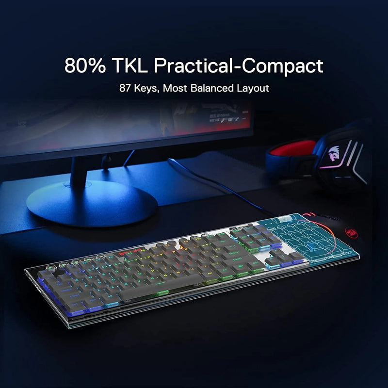 (Refurbished) Horus K621 TKL Wired+2.4G+BT Mechanical Keyboard White (Red Switch)