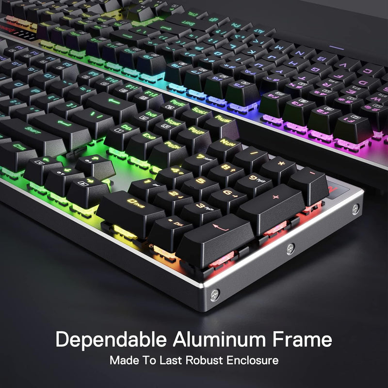 (Refurbished) Dharma Pro K556 Pro - 104 Keys Bluetooth+2.4Ghz+Wired Mechanical Keyboard (Quiet Linear Red Switch)
