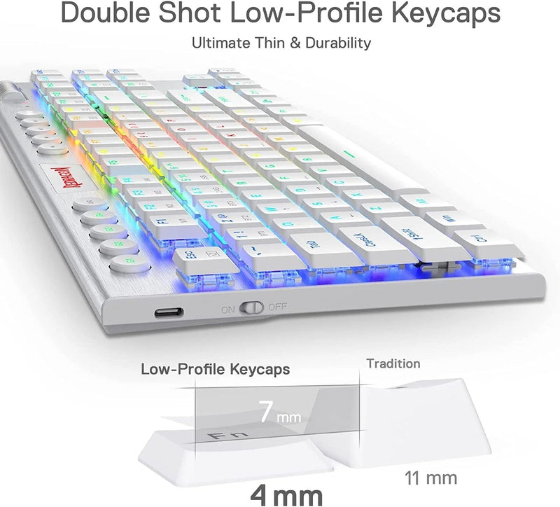 (Refurbished) Horus K621 TKL Wired+2.4G+BT Mechanical Keyboard White (Red Switch)