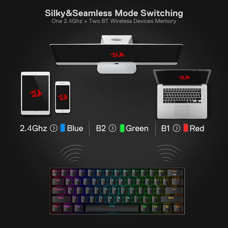 (Refurbished) Draconic Pro K530 PRO - 60% Bluetooth+2.4Hz+Wired Mechanical Keyboard (Brown Switch)