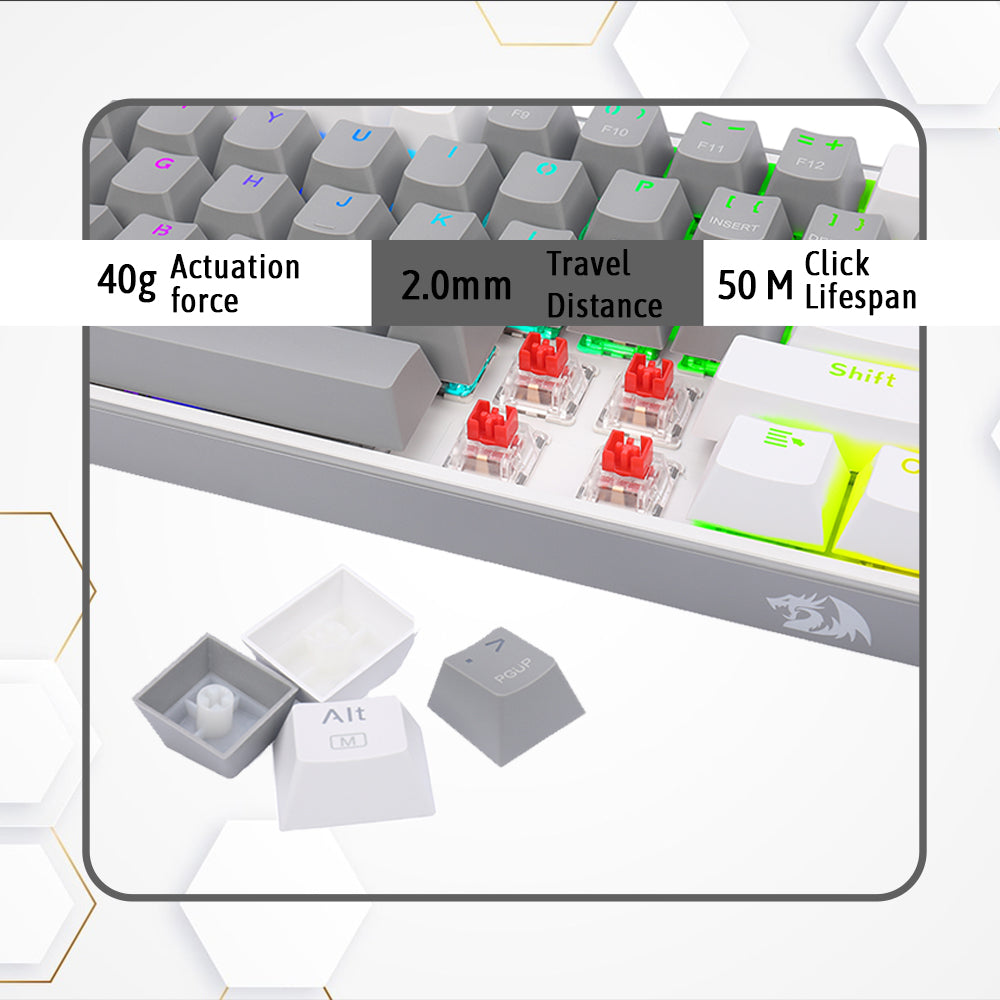 Refurbished Fizz K617 -  60% Wired Mechanical Keyboard Grey and White (Red Switches)