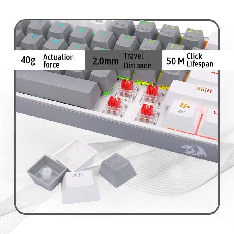 (Refurbished) FIZZ PRO K616 - 60% Wired+2.4Ghz+BT Mechanical Keyboard Grey and White (Red Switch)