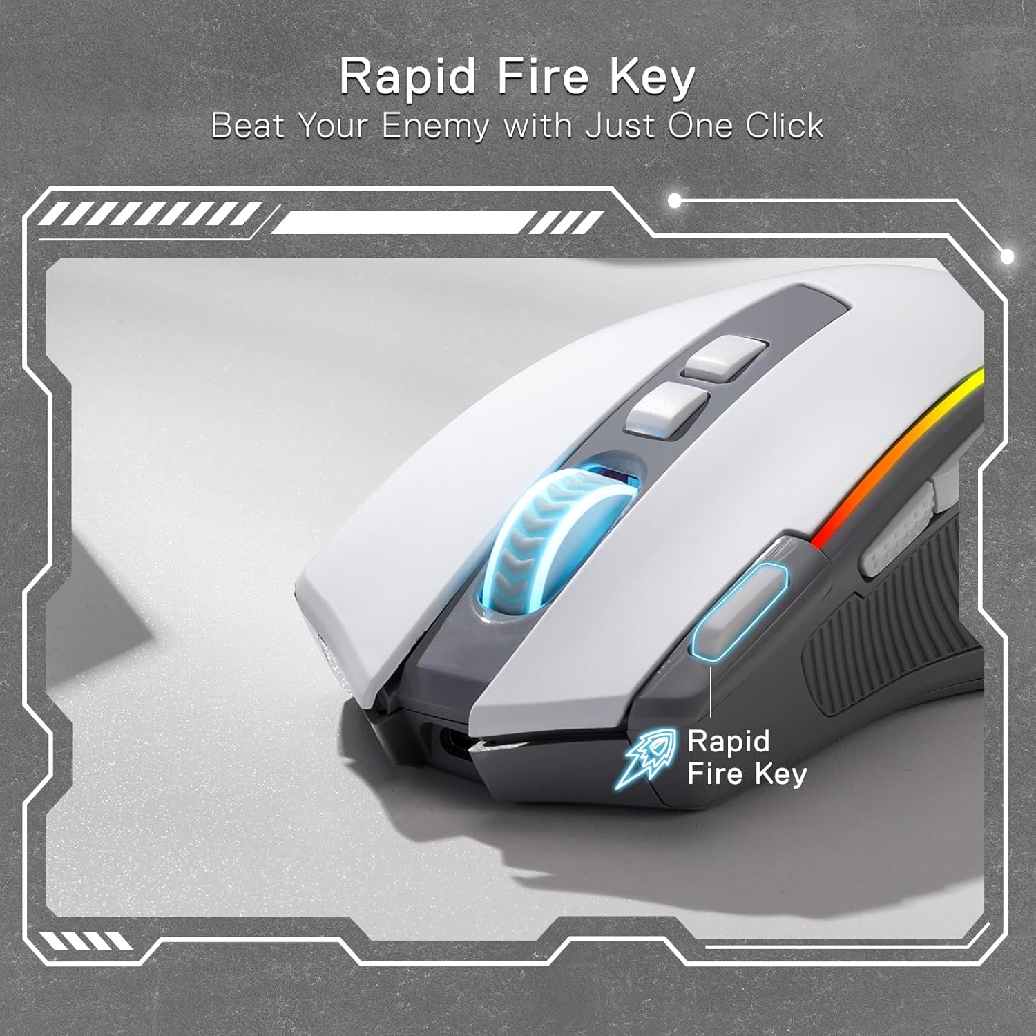 Predator Pro M612 PRO - RGB Wired, Wireless and Bluetooth Mouse (White and Grey)