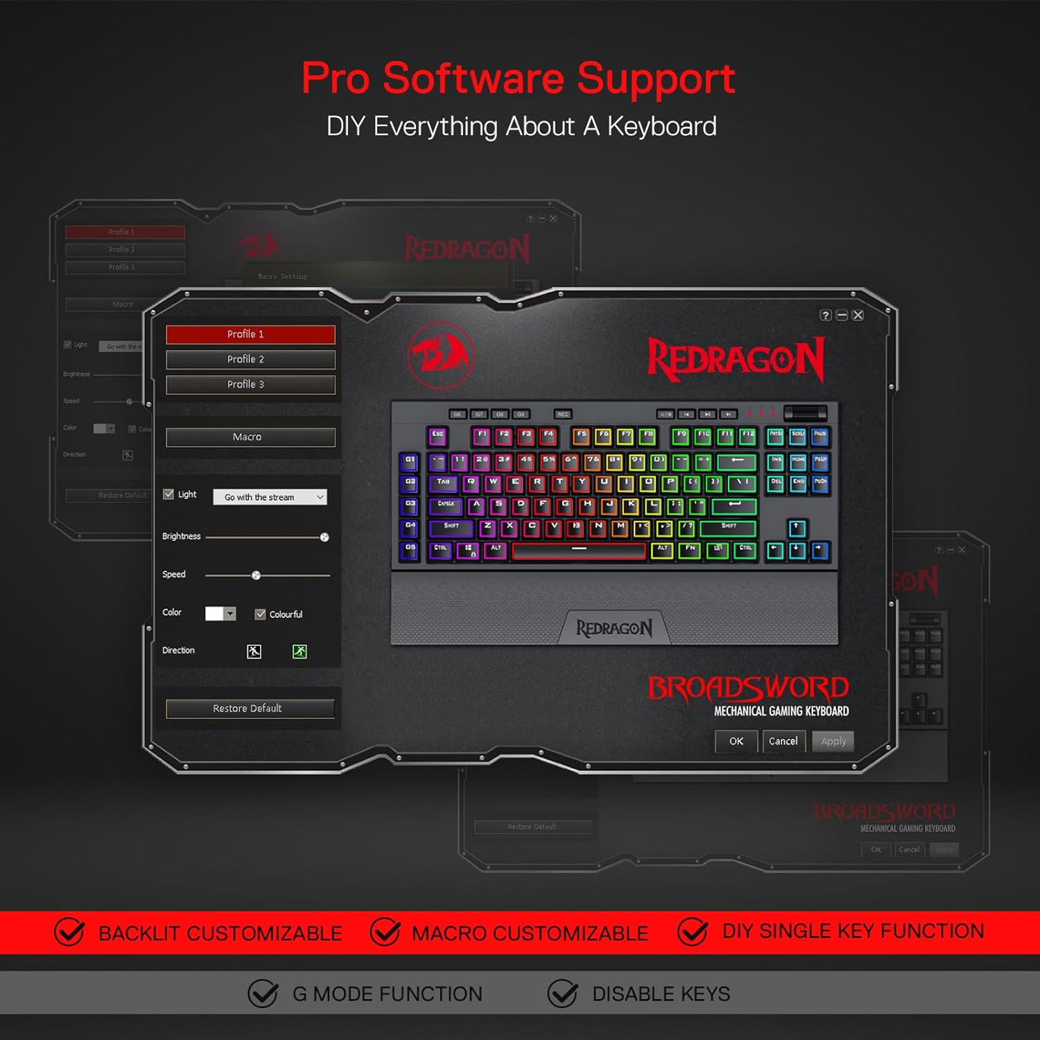 Vishnu K596 PRO - Bluetooth+2.4Ghz+Wired Mechanical Keyboard (Red Switch)