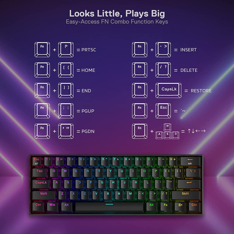 (Refurbished) Draconic Pro K530 PRO - 60% Bluetooth+2.4Hz+Wired Mechanical Keyboard (Brown Switch)