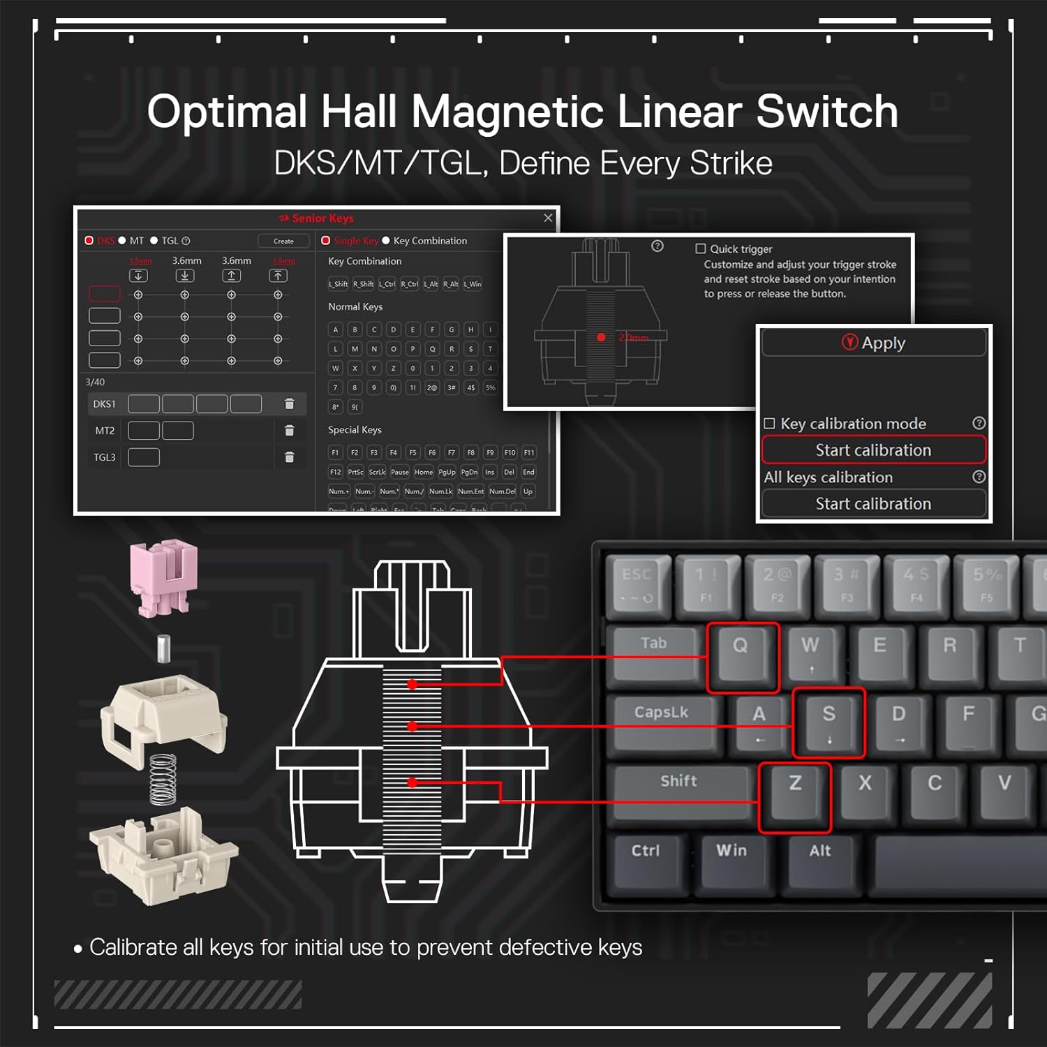 Refurbished Fizz K617 60% Wired Mechanical Keyboard Mystic Grey (Magnetic Switch)