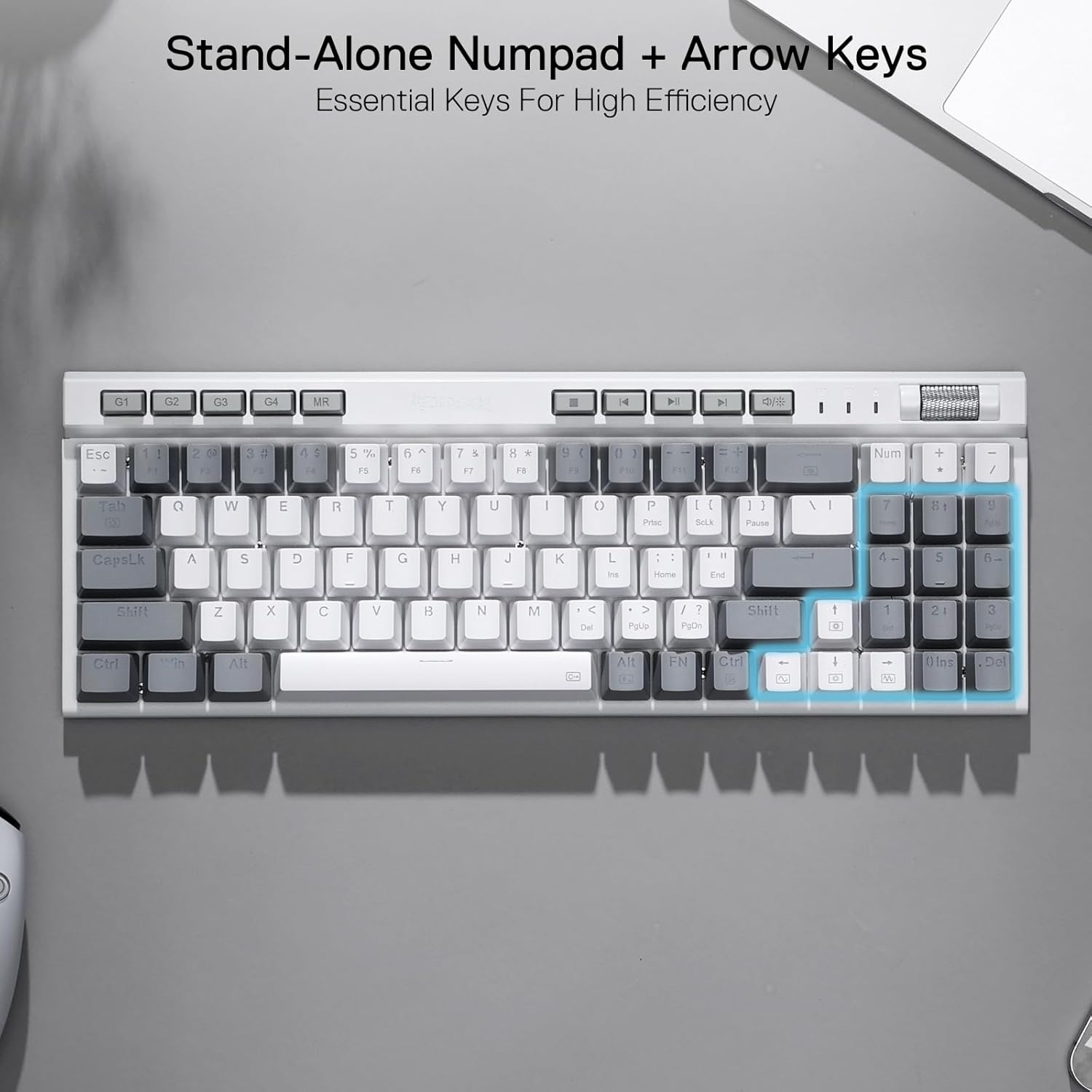 Refurbished Magicwand SE K655 75% Wired Mechanical Keyboard White and Grey (Quiet Linear Red Switch)