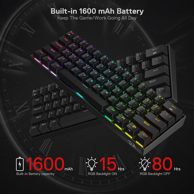 (Refurbished) Draconic Pro K530 PRO - 60% Bluetooth+2.4Hz+Wired Mechanical Keyboard (Brown Switch)
