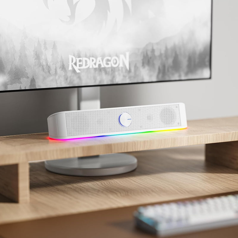 Adiemus GS560 - RGB 2.0 Channel USB Wired Soundbar (White)